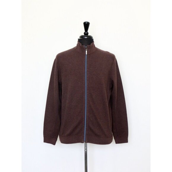 NEW! Tommy Bahama Reversible Flip Side Twill Full Zip Jacket Brown Gray SZ M - Picture 1 of 5